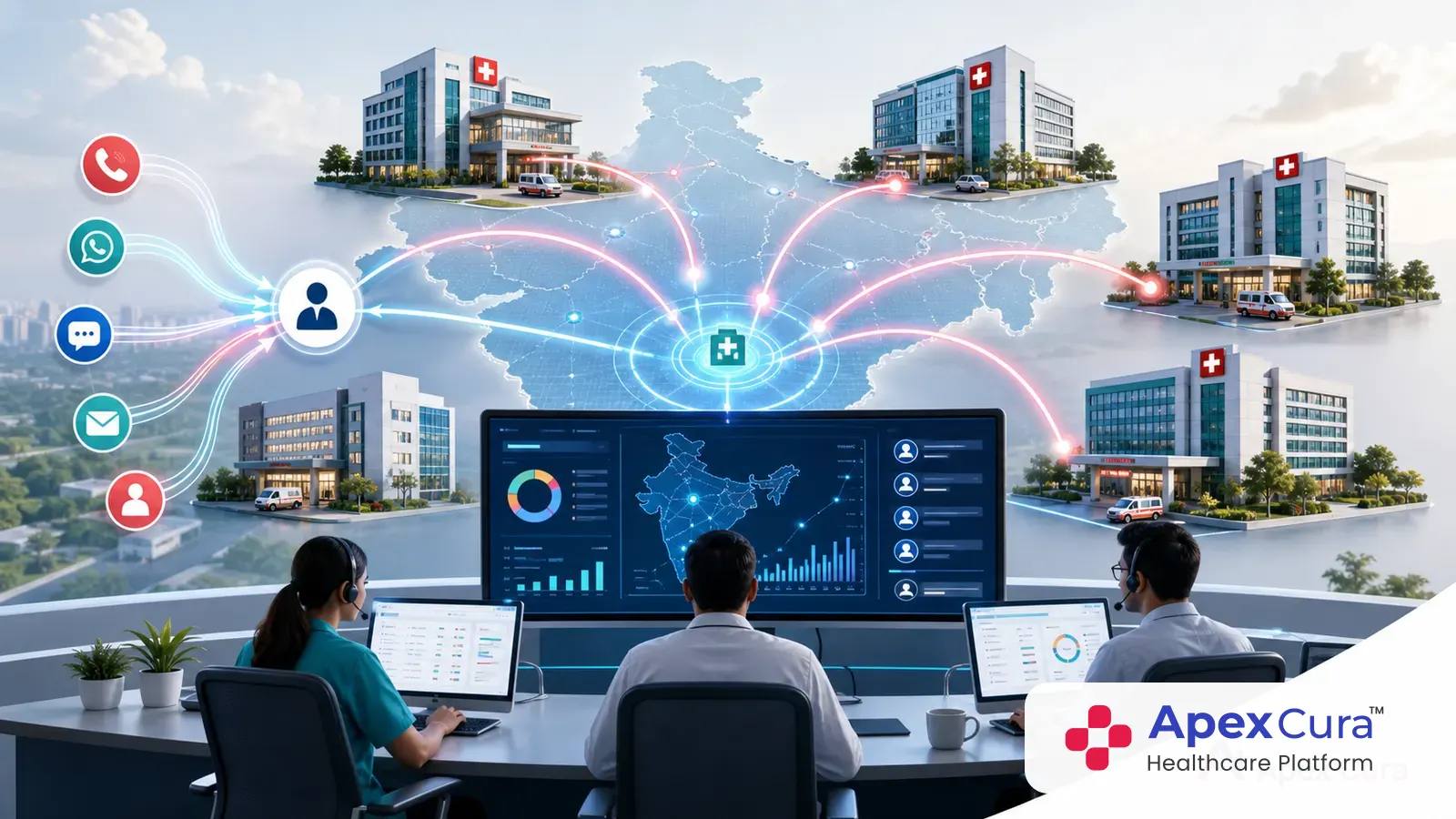 Multi-branch hospital patient acquisition workflow dashboard